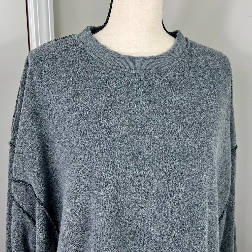 Aerie The Happiest Oversized Crew Sweatshirt Dark Grey - Picture 3 of 8